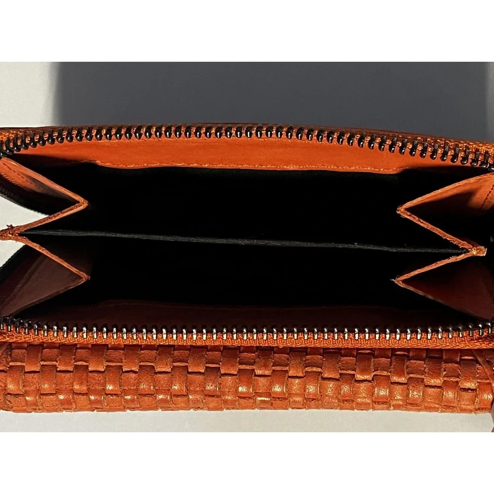 Harbour 2nd‎ Wallet Womens One Size Orange Leather Woven Zip Around Anchor Logo